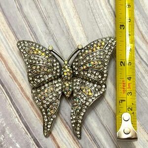 Vintage Signed NOBLESSE Rhinestone BUTTERFLY Brooch Pin